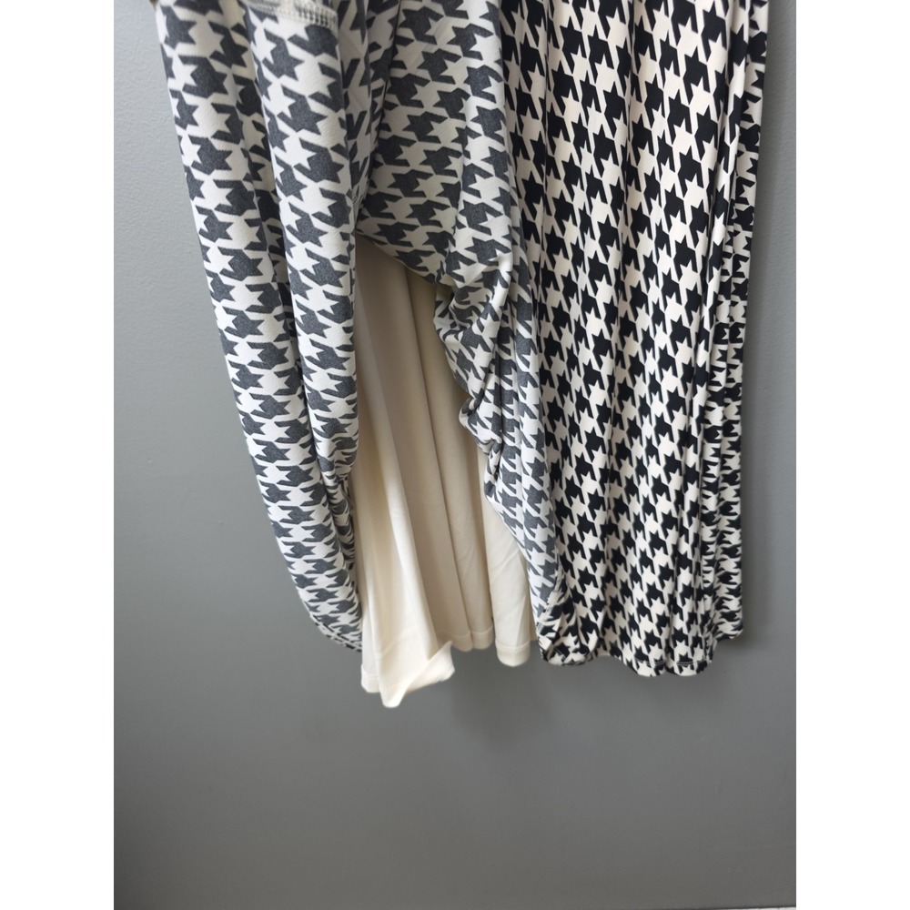 Tommy Hilfiger Dress Houndstooth Black Beige Midi Shift Sz 6 Preppy Academia - Picture 9 of 13
